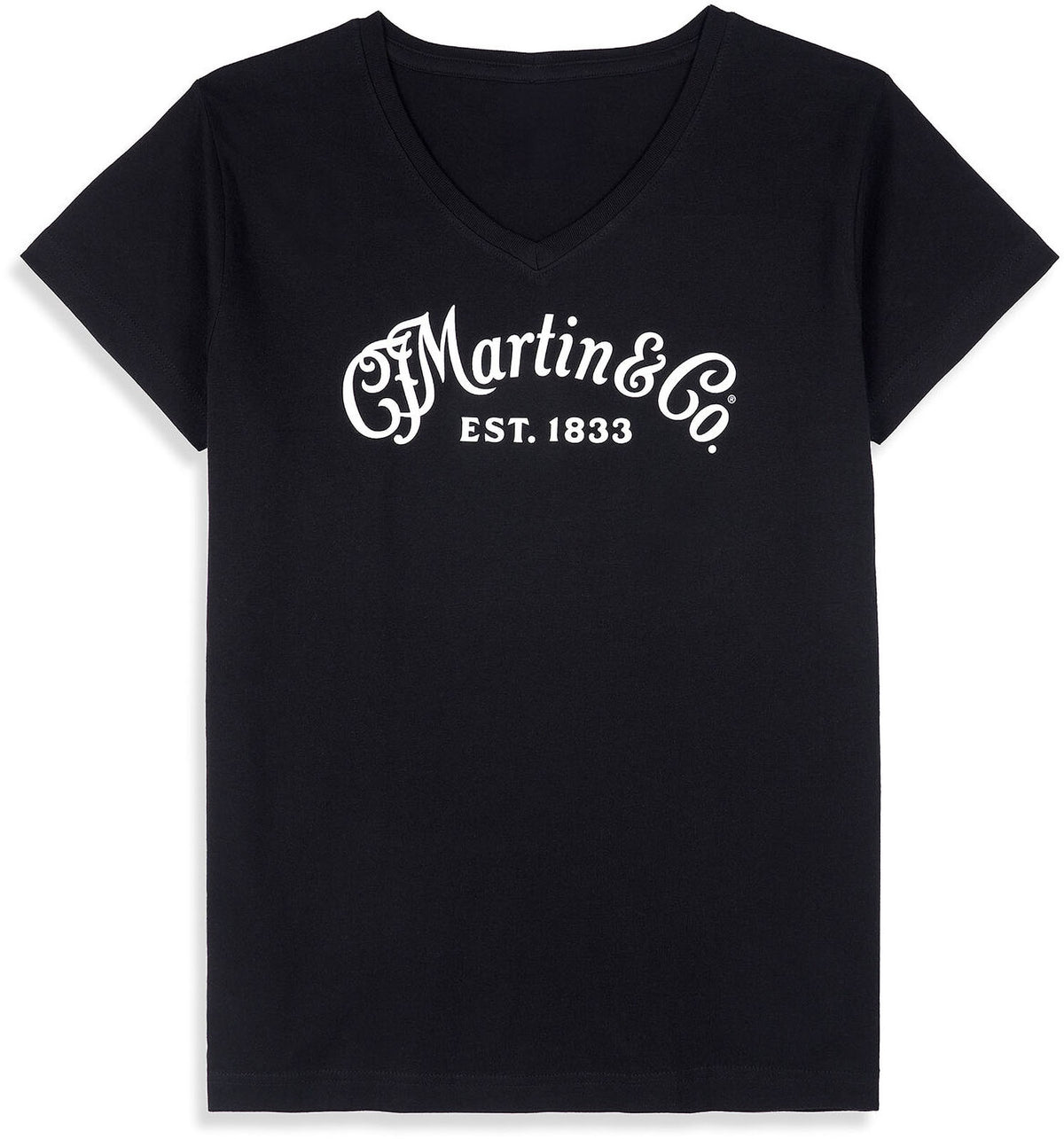 T-shirt col V black logo Martin White M