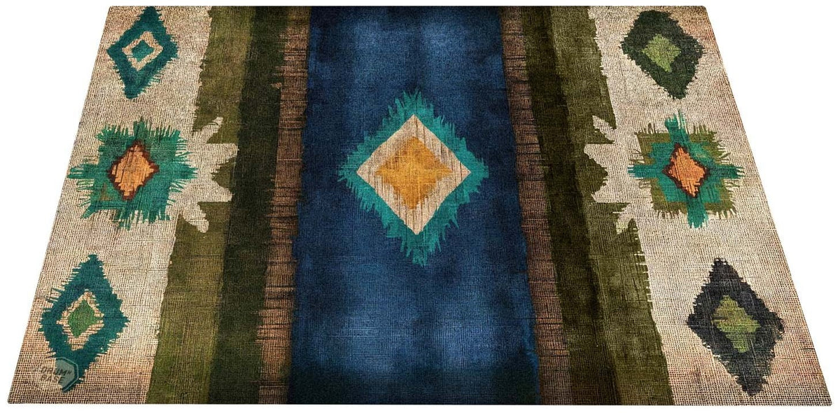 EART185-BLU - Native American Bühnen- / Schlagzeugteppich 1.85 x 1.60m Rutschfest - Blau