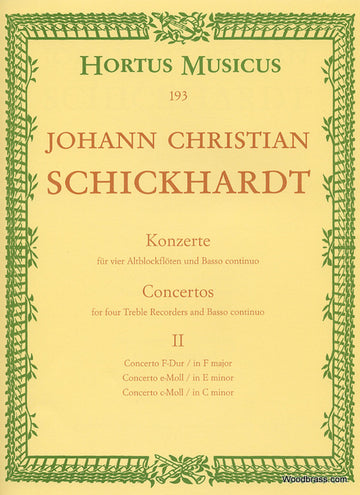 Schickhardt J.C. - Sechs Konzerte FüR Vier Altblockflöten Und BC - Heft 2