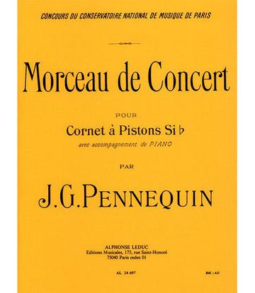 Pennequin J.G. - Morceau De Concert - Cornet A Pistons Sib & Piano