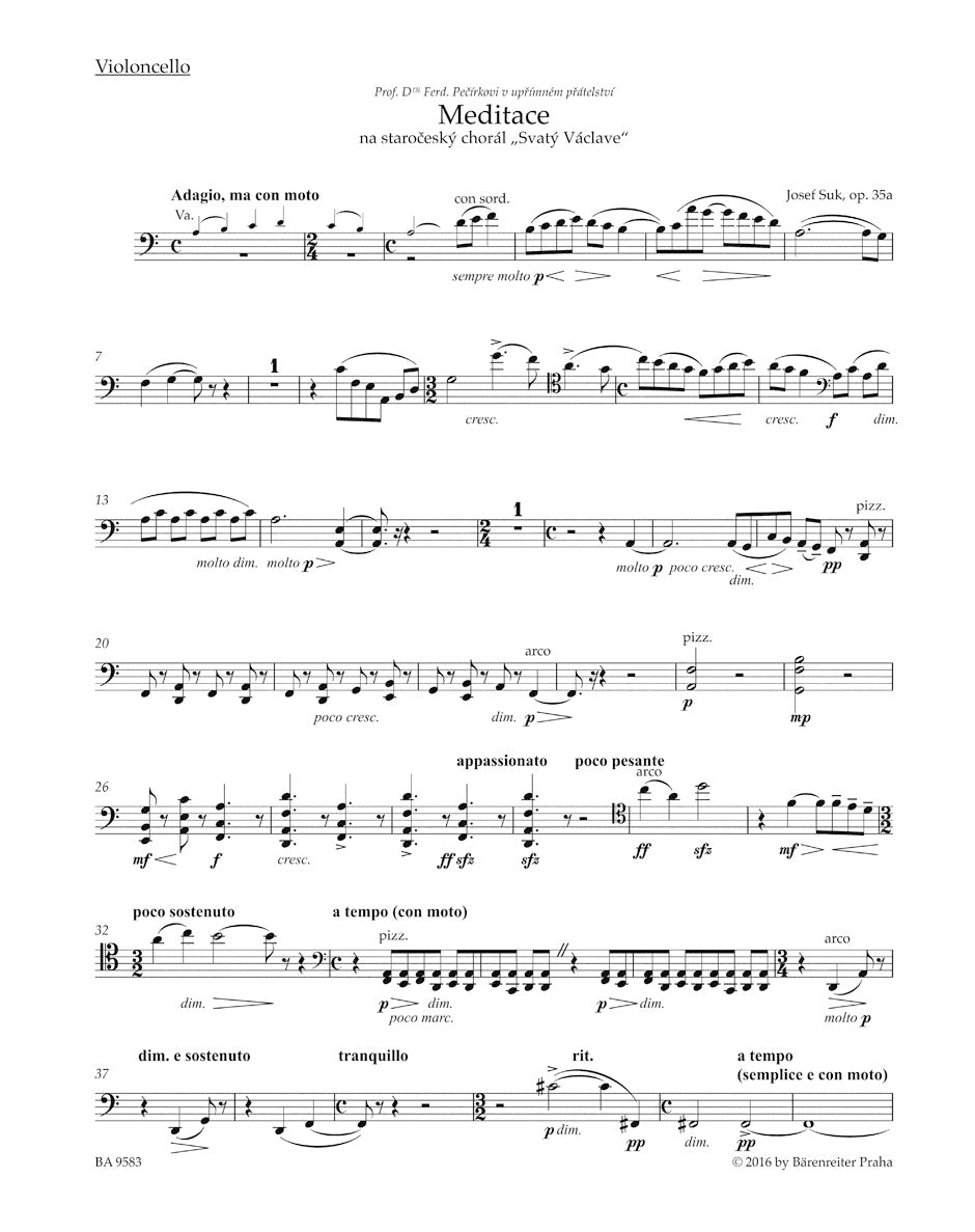Suk Josef - Meditation On The Old Czech Hymn "ST Wenceslas" Op.35a - Parties Separees