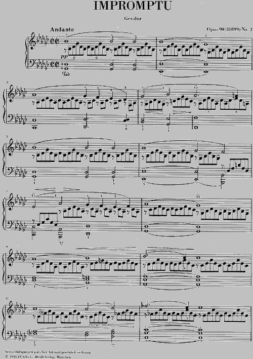 SCHUBERT F. - IMPROMPTU G FLAT MAJOR OP. 90,3 D 899