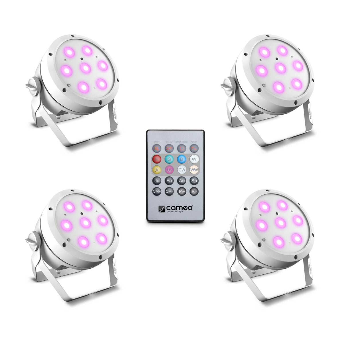 ROOT PAR 4 WH SET 1 - SET AUS 4 X CLROOTPAR4WH MIT INFRAROT-FERNBEDIENUNG