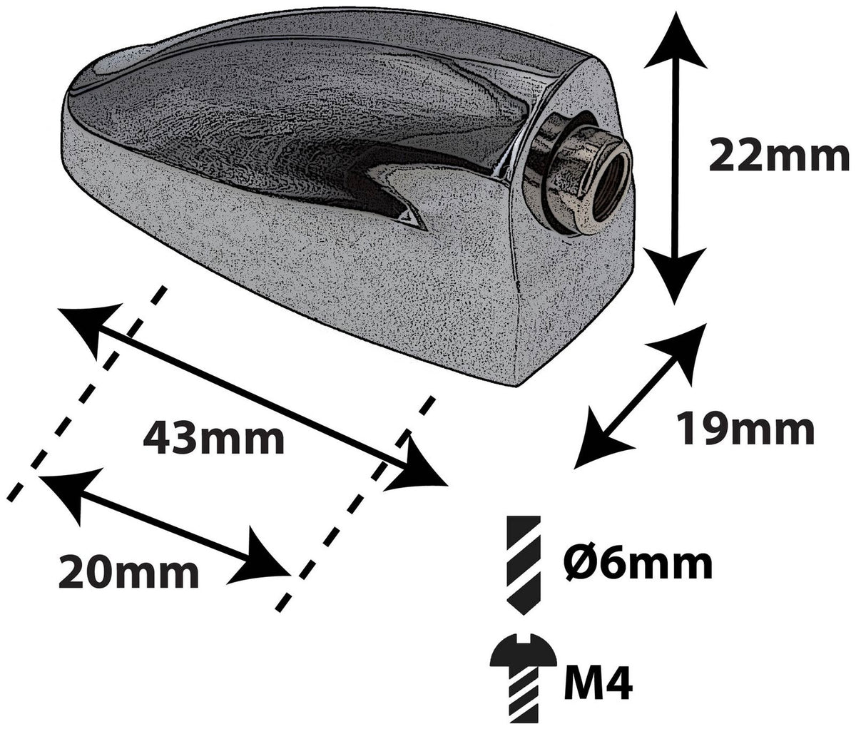 L25SDTT - Spannböckchen Snaredrum / Tom - 20mm (x1)