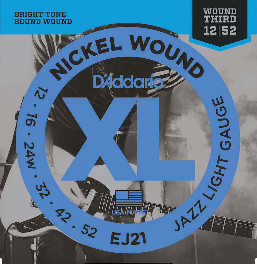 EJ21 NICKEL WOUND ELECTRIC GUITAR STRINGS JAZZ LIGHT 12-52