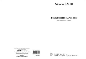 BACRI N. - DEUX PETITES RAPSODIES - CLARINETTE
