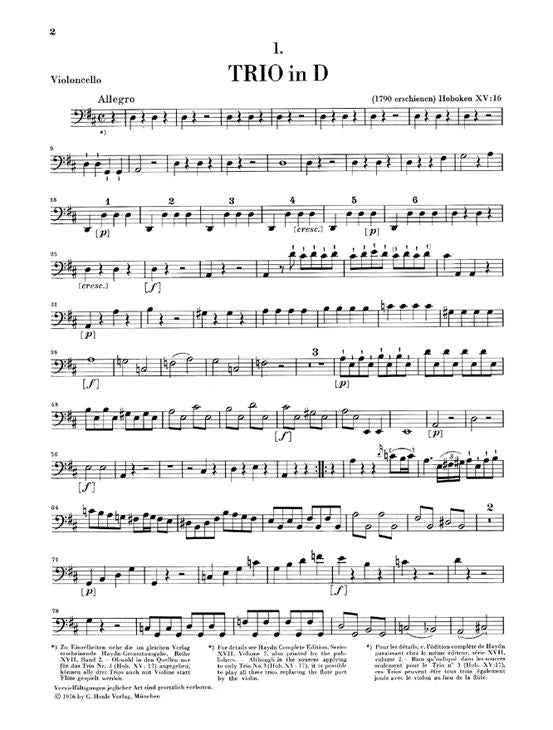 Haydn J. - Klaviertrios Band Iii (für Klavier, Flöte (oder Violine) und Violoncello)