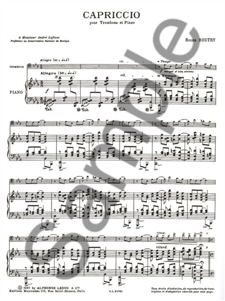 Boutry Roger - Capriccio - Posaune und Klavier