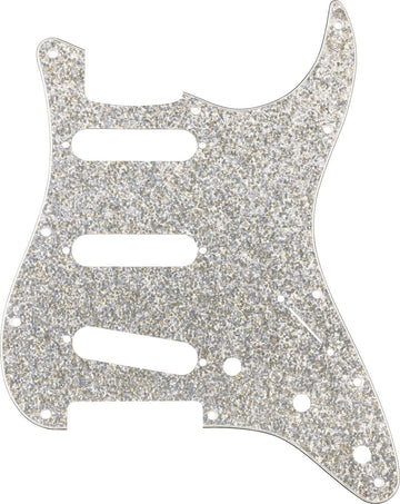 Hybrid Glas/Glitzer Strat S/S/S Schlagbrett, silber glitzernd