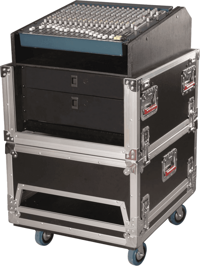 G-TOWER WOOD FOR 14 U MIXING CONSOLE WITH INTEGRATED 6 U RACK