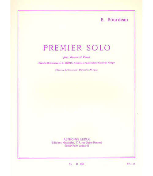 BOURDEAU - SOLO N° 1 - FAGOTT UND KLAVIER