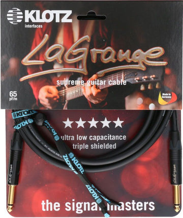 LA-grange Instrumentenkabel Schwarz 6M Mono-Klinke - Mono-Klinke Goldkontakt