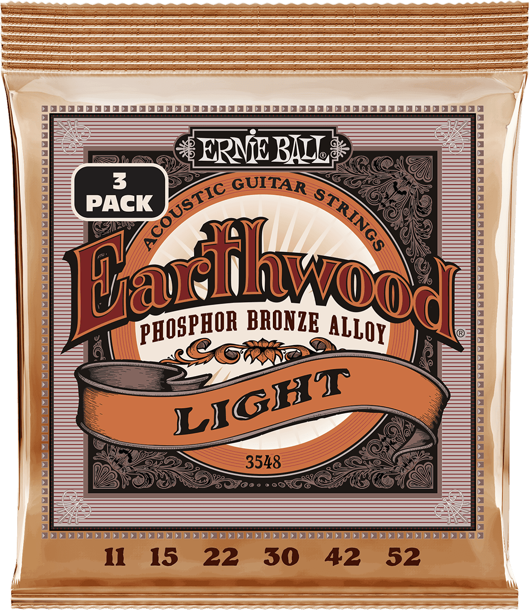 Ernie Ball CORDES EARTHWOOD PHOSPHORE BRONZE LIGHT 11-52 - PACK DE 3