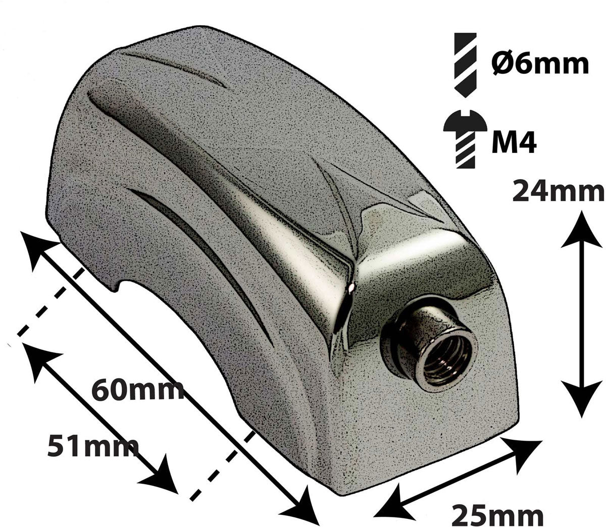L19SD-BK - Spannböckchen Snaredrum Schwarze - 51mm (x1)