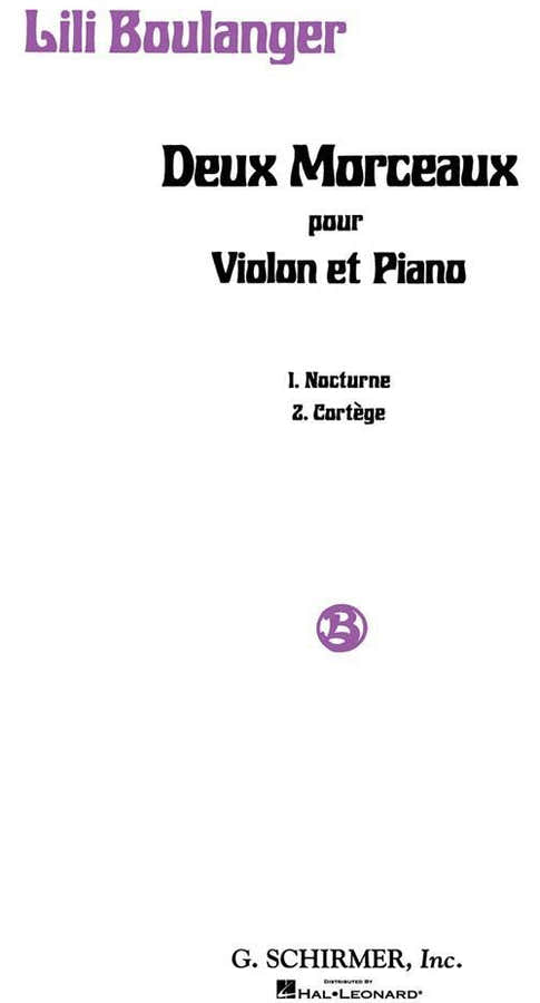Boulanger Lili - Deux Morceaux Pour Violon & Piano