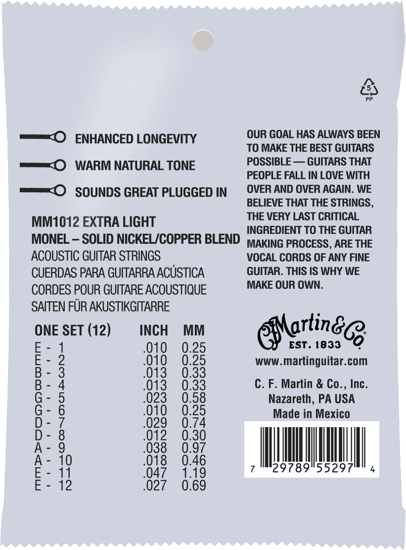 MM1012 RETRO MONEL SET RETRO MONEL SET 12 EXTRA-LIGHT STRINGS
