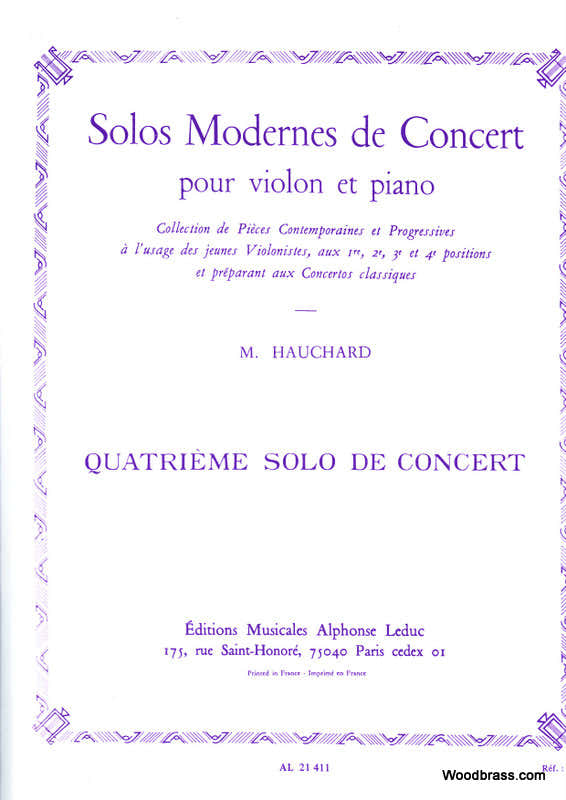 HAUCHARD M. - Modernes Konzertsolo N04 a-Moll (1. Lage) - Violine und Klavier