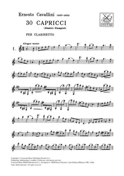 Cavallini E. - 30 Capricci - Clarinette