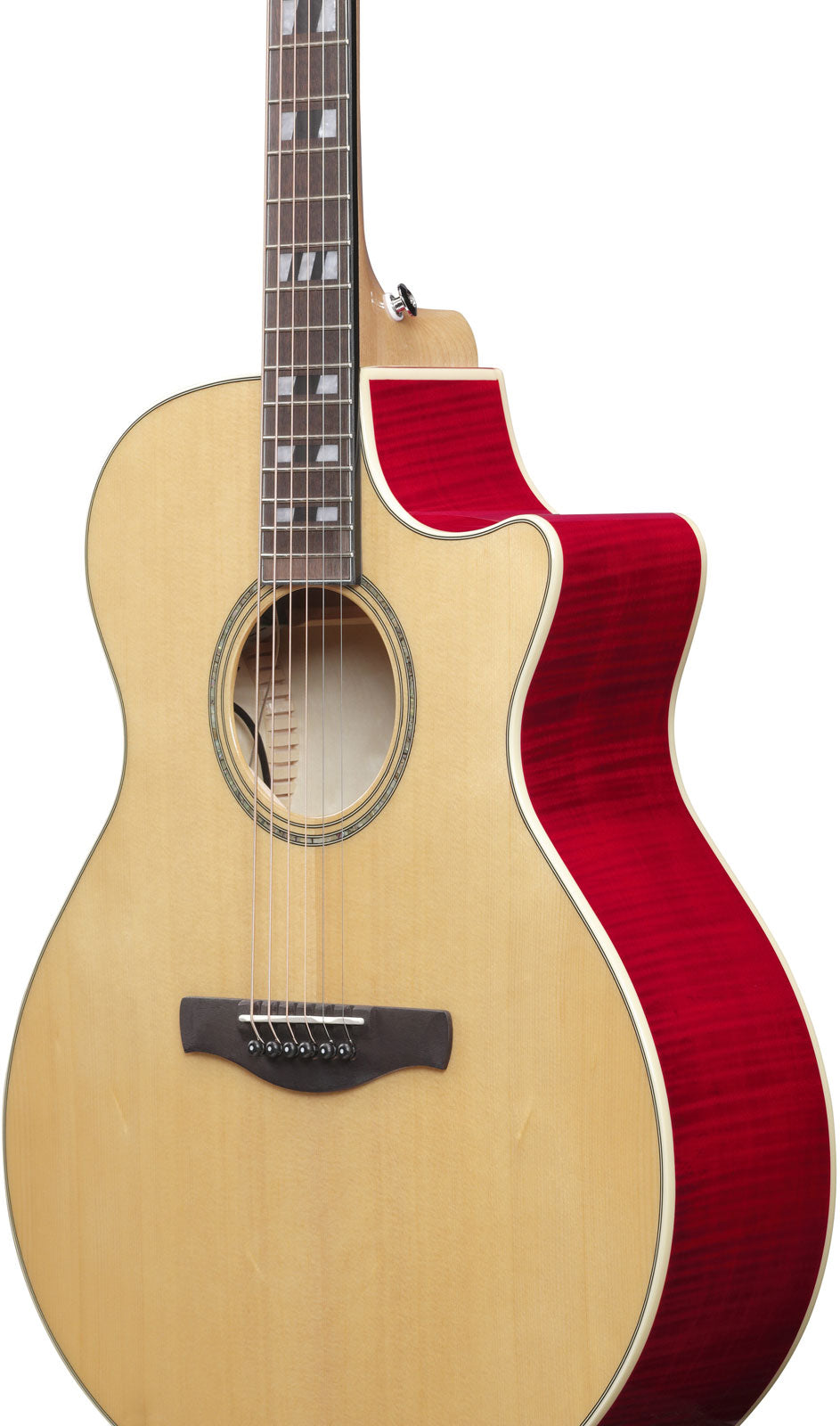 Ae170-Ntr Natural High Gloss Top Transparent Red High Gloss Back And Sides