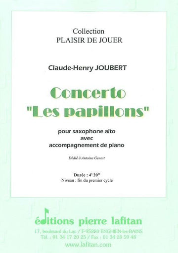 Joubert CLAUDE-henry - Concerto Les Papillons - Saxophone Alto & Piano