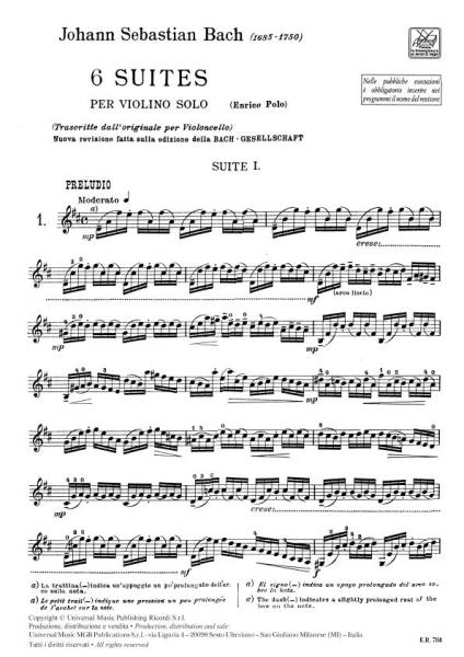 Bach J.S. - 6 Suites Per Violino Solo BWV 1007-1012 - Violon