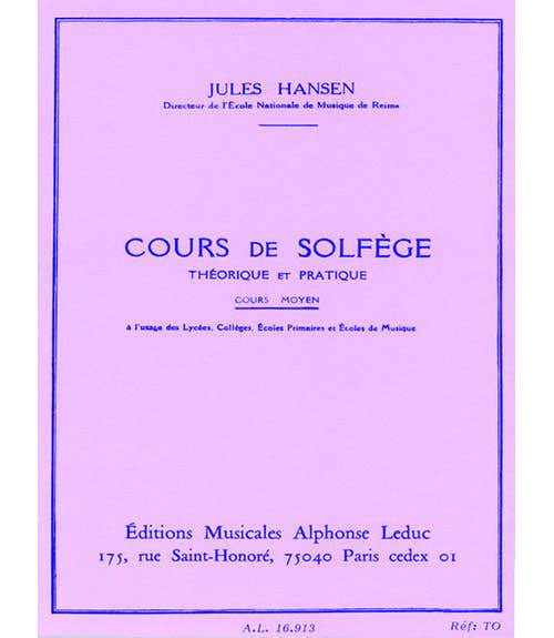 HANSEN JULES - SOLFEGGIO-KURS (MITTELSTUFE)