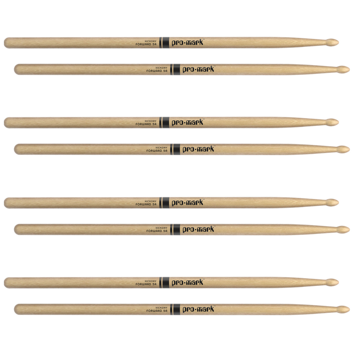 CLASSIC FORWARD 5A HICKORY DRUMSTICKS OVAL WOOD TIP 4-PACK