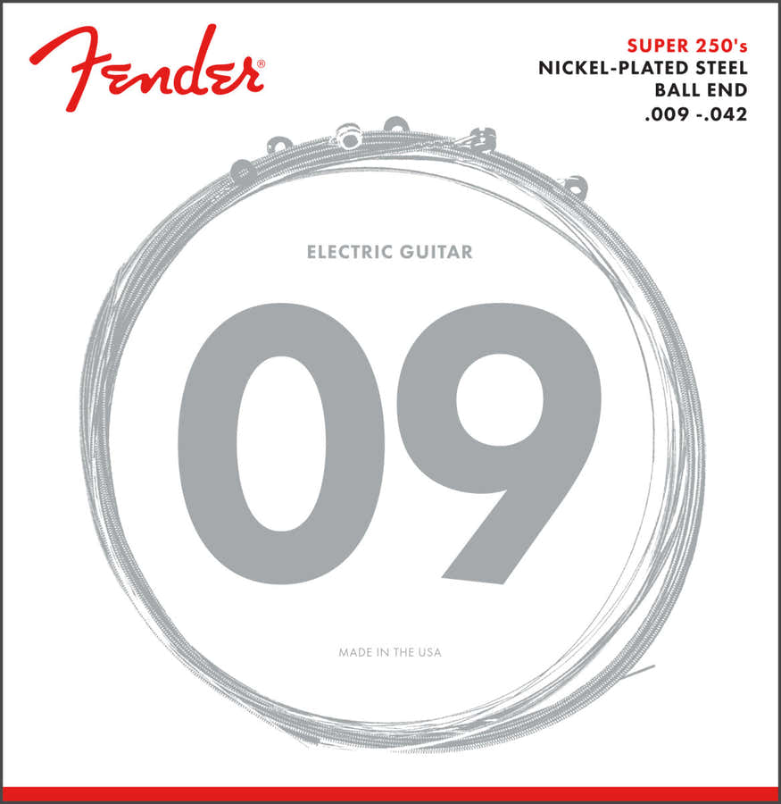 SUPER 250 GUITAR STRINGS NICKEL PLATED STEEL BALL END 250L GAUGES .009-.042 (6)