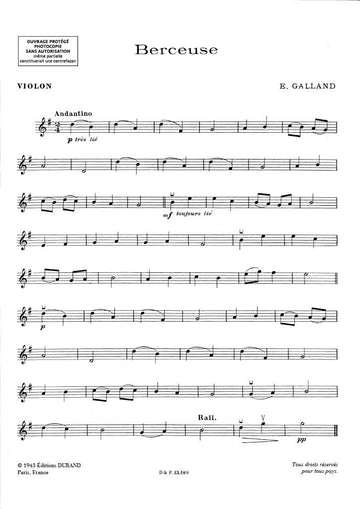 GALLAND - WIEGENLIED - VIOLINE UND KLAVIER