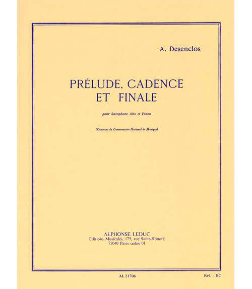 Leduc Desenclos A. - Prelude Cadence et Finale - Saxophone Mib et Piano