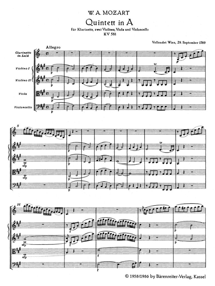 Mozart W.a. - Quintette En La Majeur KV581 - Conducteur Poche