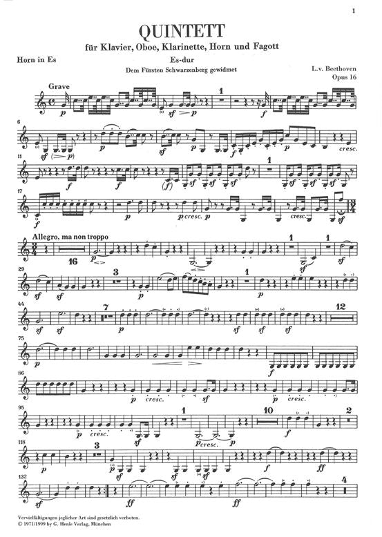 Beethoven L.V. - Piano Quintet E Flat Major Op. 16 (Version For Wind Instruments) For Piano Oboe C
