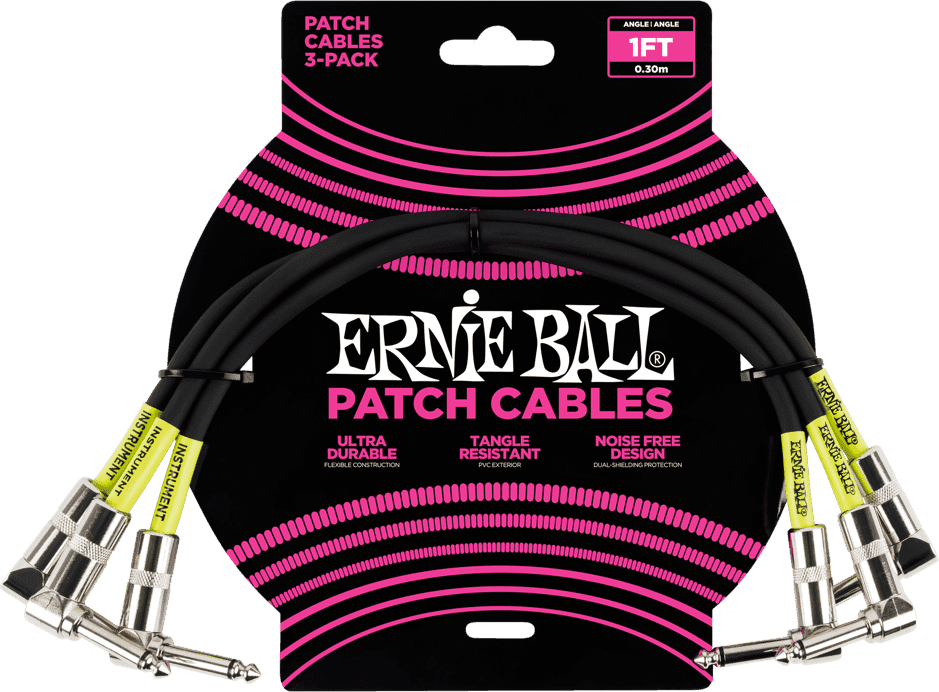Instrumenten-Patchkabel 3er-Pack - Abgewinkelt - 30CM Schwarz