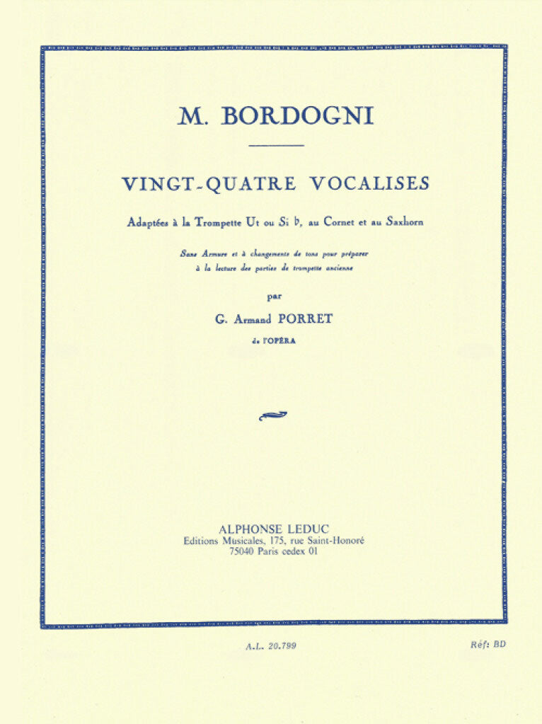 Bordogni. VINGT-quatre Vocalises - Trompette