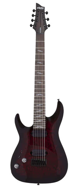 Schecter Omen 7 Elite Lh Schwarz-Kirsch Burst