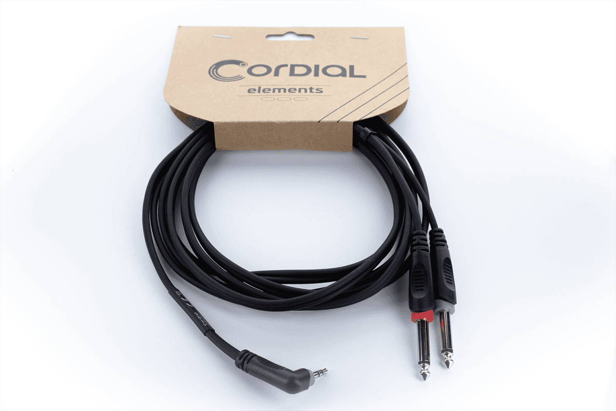 Y-Kabel Abgewinkelte Stereo-Mini-Klinke / 2 Mono-Klinken 3 M
