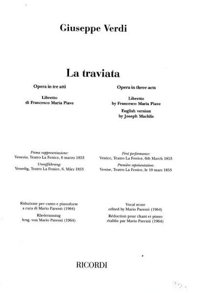 VERDI G. - TRAVIATA - CHANT ET PIANO