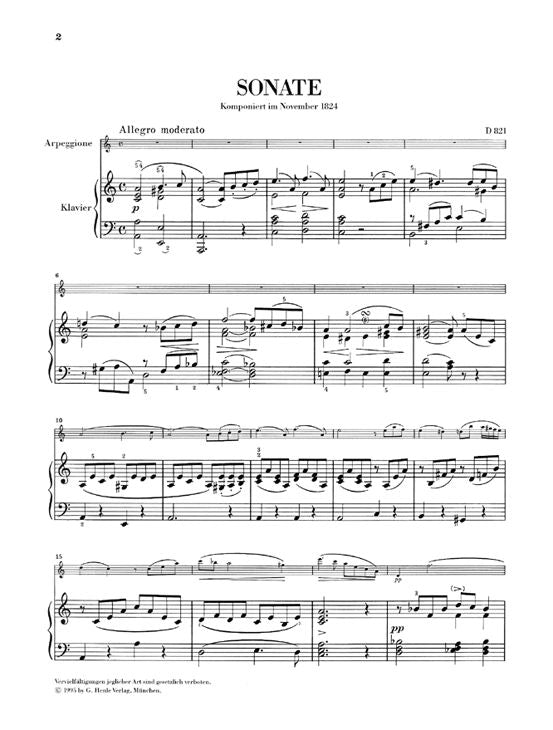 Schubert F. - Sonata For Piano And Arpeggione A Minor D 821 (op. Post.) (version For Violoncello)
