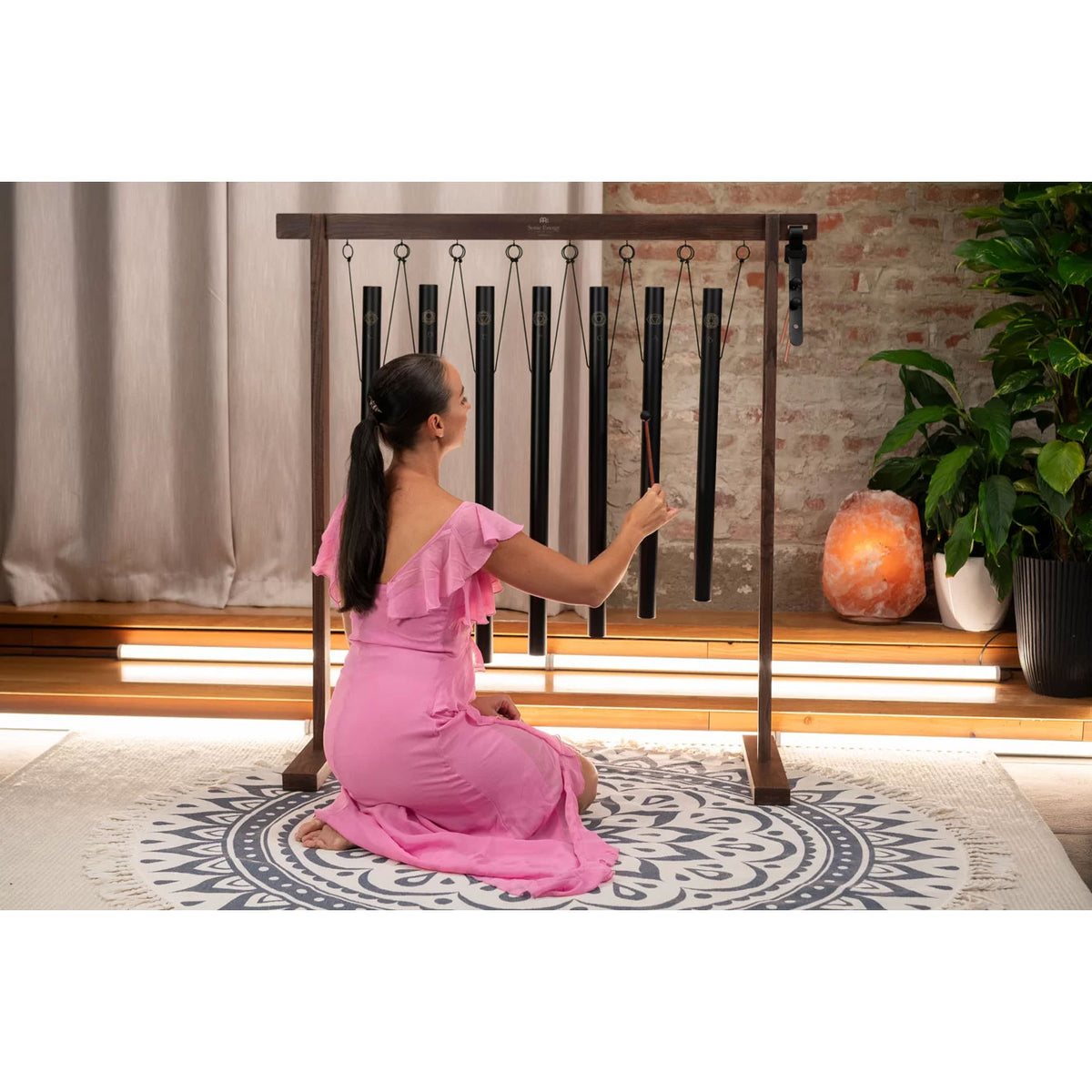 SBTSETCHA - Klangbad-Röhre 7-teilig Chakra-Klangspiel-Set 432 Hz schwarz