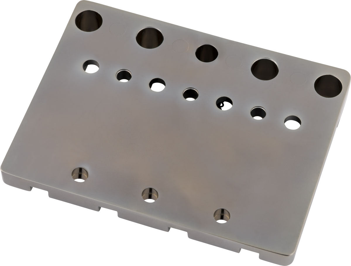 Fender HiMass 4-Saiten-Bassbrücken-Baugruppe mit Saitendurchführung und Messingreitern Schwarzchrom