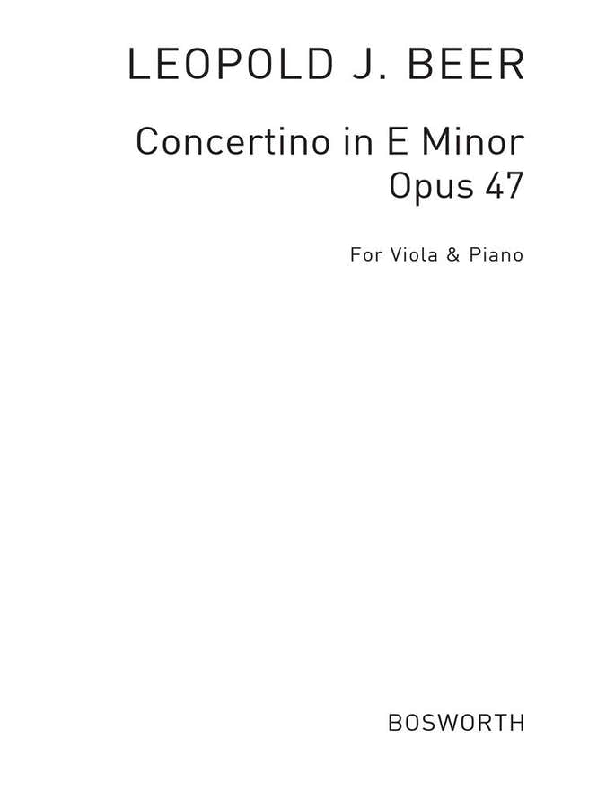 BEER LEOPOLD J. - CONCERTINO IN E MINOR OP.47 - ALTO & PIANO