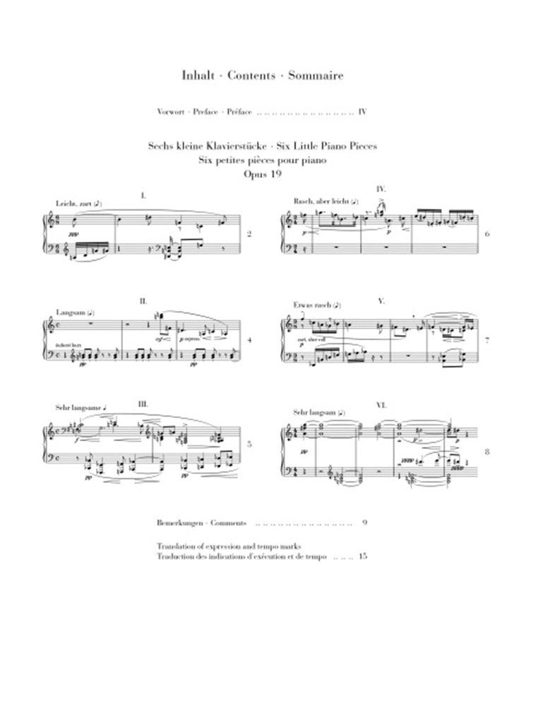 Schonberg Arnold - Sechs kleine Klavierstücke Op.19