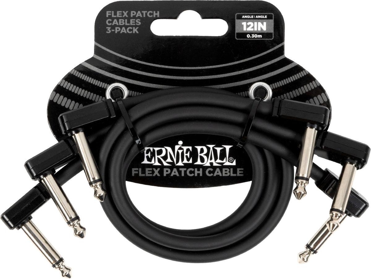 Ernie Ball PATCH CABLE FLEX 30CM - PACK 3 BLACK