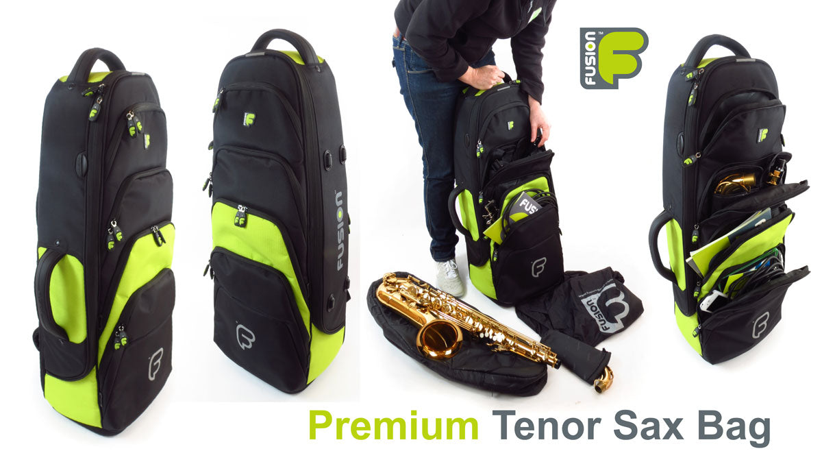 Premium Schwarze/Grüne Tenorsaxophon-Tasche