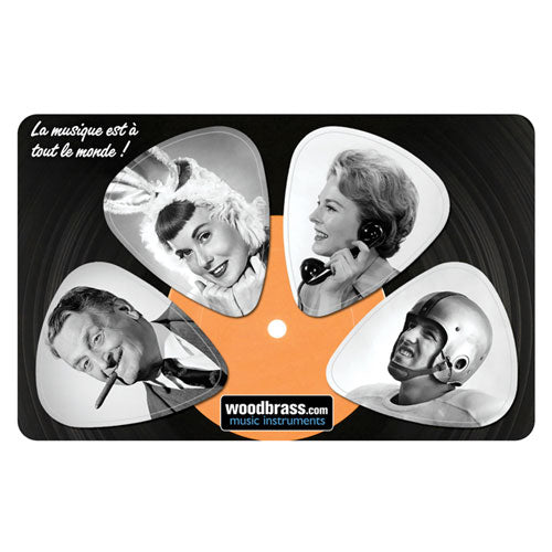 Pikcard Fifties Woodbrass Karte 4 Abnehmbare Plektren