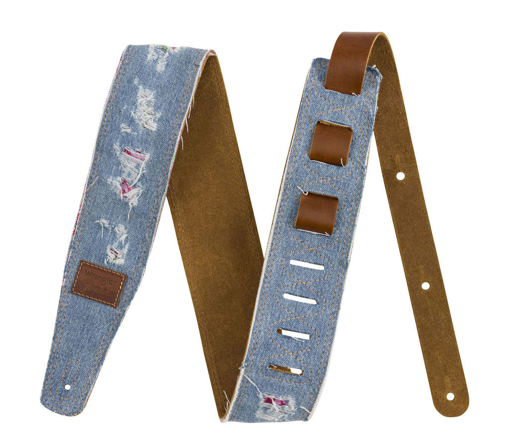 x Wrangler Gurt aus zerrissenem Denim Indigo
