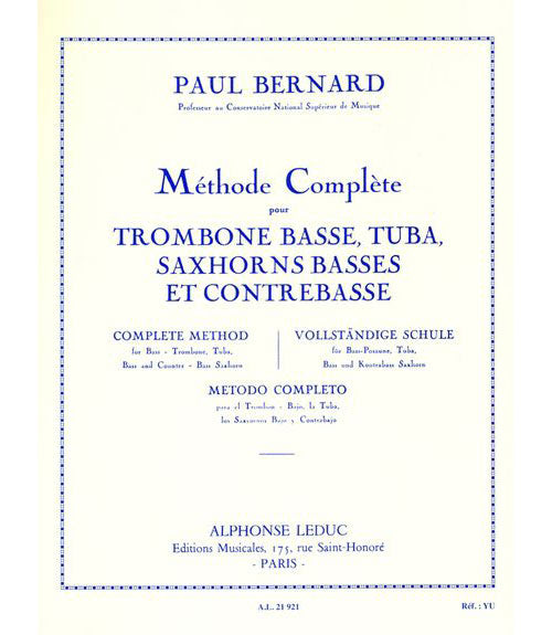 Billaudot BERNARD P. - METHODE TROMBONE BASSE TUBA SAXHORN BASSE ET CONTREBASSE