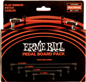 Pedalboard-Pack – 10 Patchkabel in 4 verschiedenen Längen – schmaler und flacher Winkelstecker – Rot