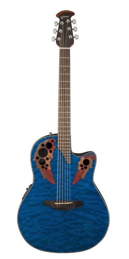 e-akustikgitarre celebrity elite plus mid cutaway blue transparent quilt