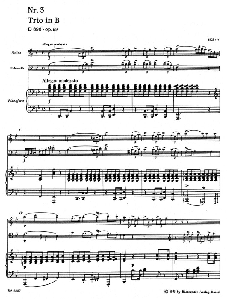 Schubert Franz - Trio B-Dur Op.99 - Violine, Violoncello und Klavier